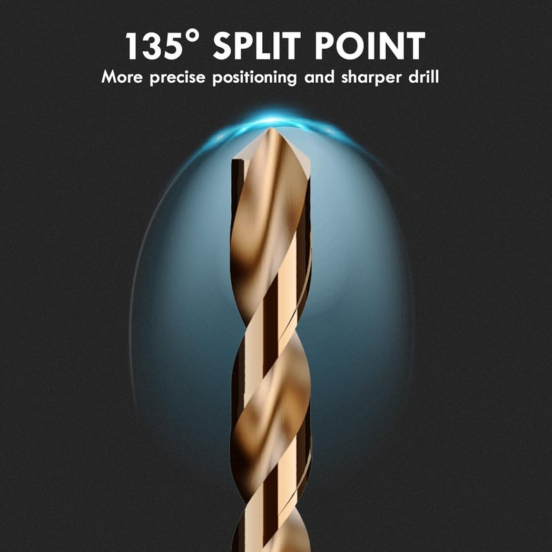 MACXCOIP Cobalt Drill Bit Set, 29Pcs M35 High Speed Steel Bits for Hardened Metals, Stainless Steel, Cast Iron and Wooden Plastics, with Metal Index Storage Box, 1/16"-1/2" - Image 3